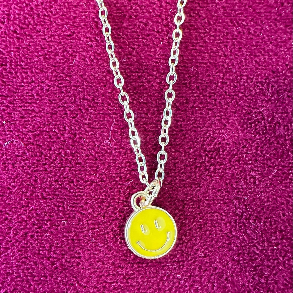 Yellow Smiley Face Pendant Necklace